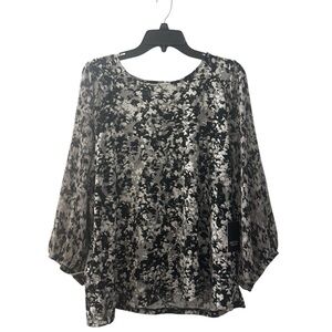 Simply Vera Vera Wang Black, White & Gray Floral Blouse Size XXL Women’s Top